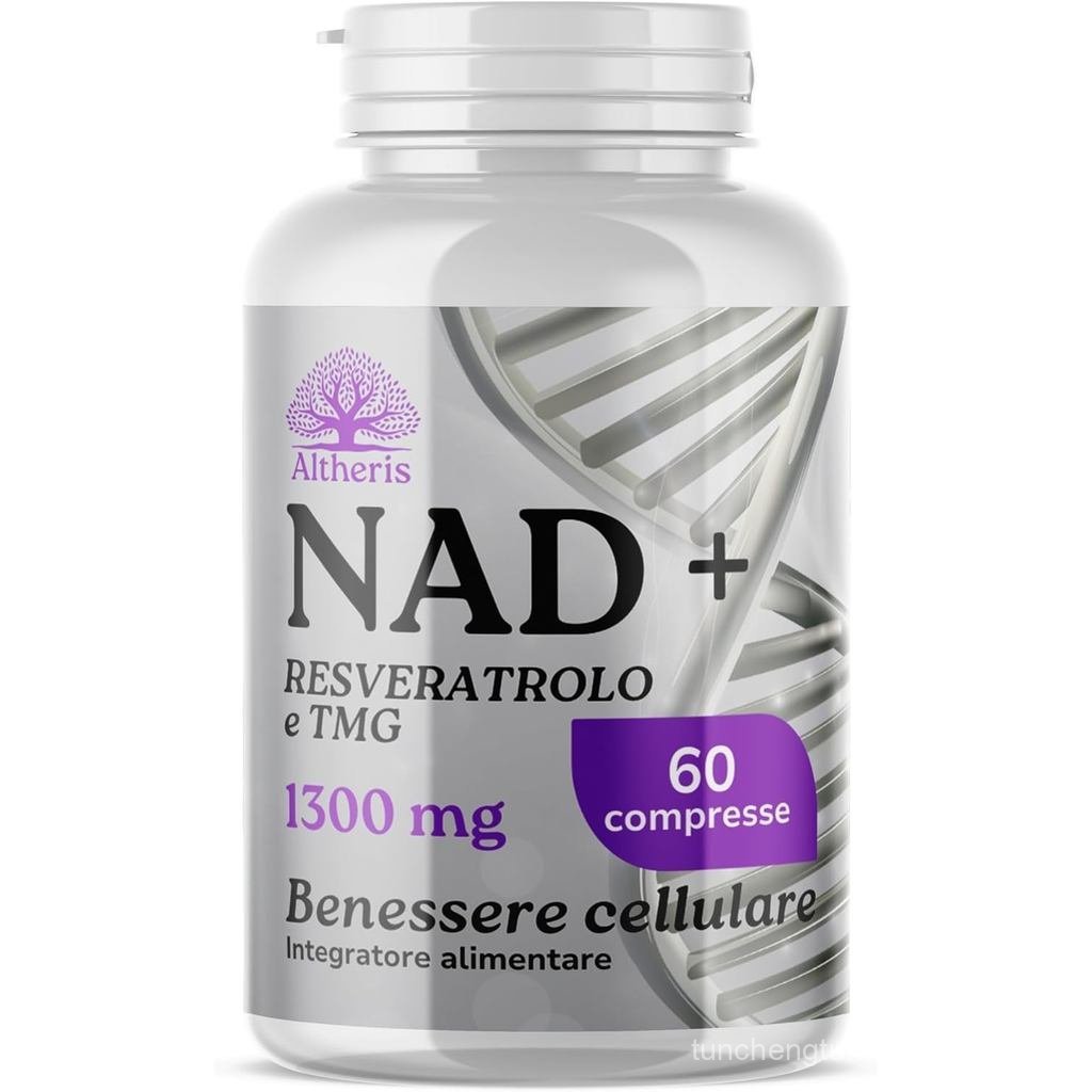 NAD nguyên chất + 1.000mg với Resveratrol ngược và Trimethyl Glycine 60 Viên-Niacinamide Bổ sung cho