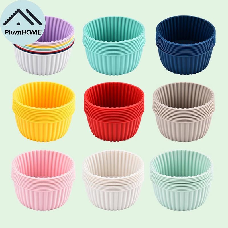 PlumHOME 2 Khuôn Làm Bánh Silicon Cho Muffin Cupcake Nướng Thực Phẩm Silicon Bagels Chảo Nướng Non S