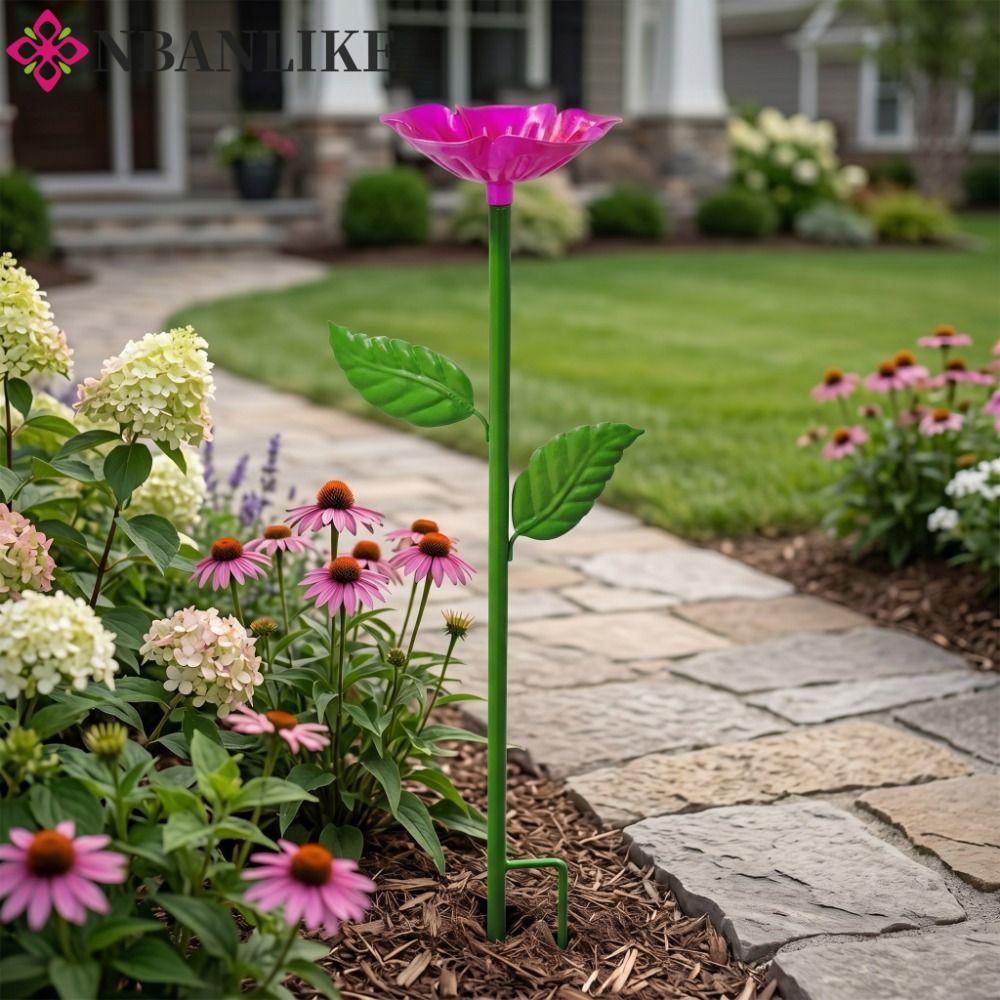 NBANLIKE Bee Water Feeder, Iron Flower Design Bee Butterfly Water Dispenser, Bird Feeder Garden Cọc 