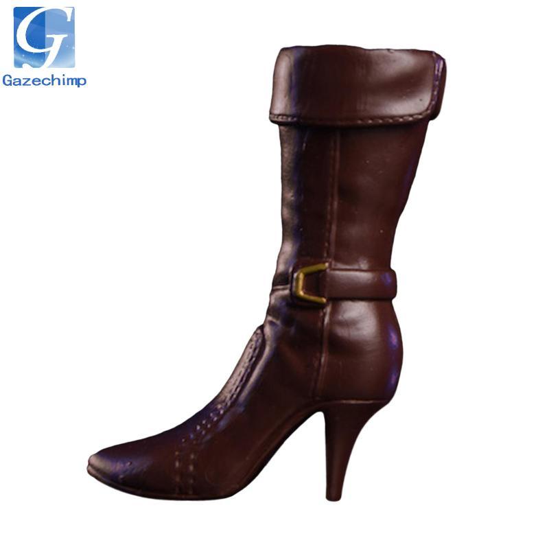 1 / 6 Nữ Hình Chiến Đấu Giày DIY Trang Phục Accs Trang Phục Thời Trang BJD Giày Bốt Đen 1 / 6 Bóng K