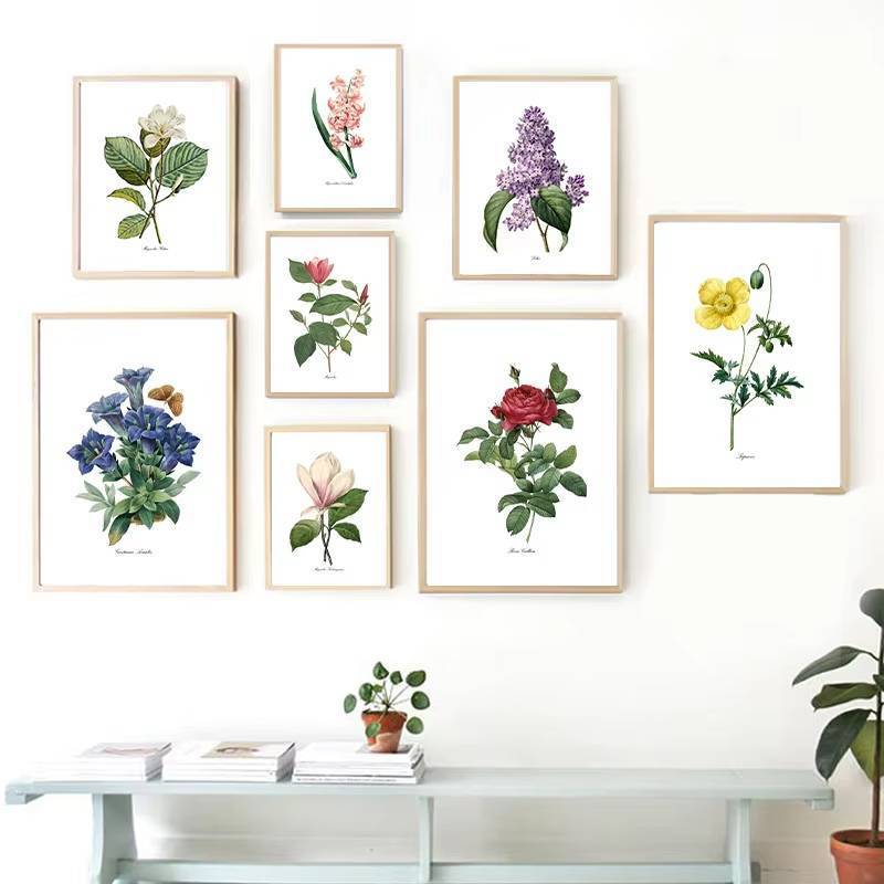 P.J. Redoute Flowers Vintage Posters and Prints Antique Flower Botanical Art Poster No Frame Canvas 
