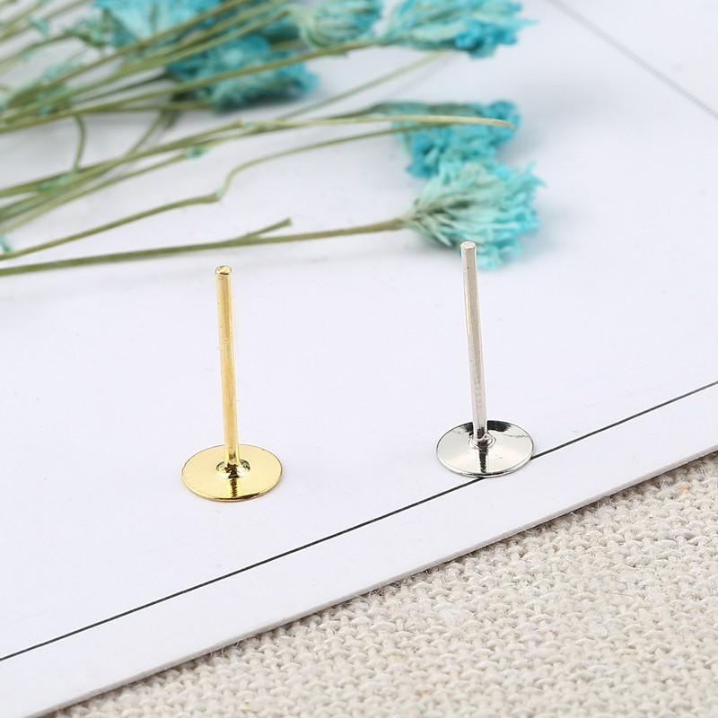 DIY Trang Sức Phụ Kiện Sắt Dính Bông Tai Bông Tai Phẳng Khay Bông Tai Sắt Kim 4 / 6 / 8MM QMQL