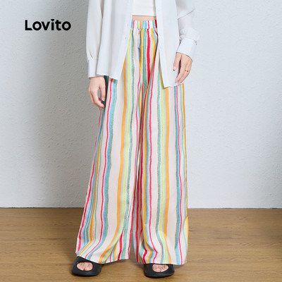 (Kỳ nghỉ) Lovito Quần màu sọc cầu vồng dành cho nữ L133AD151