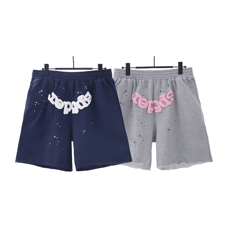 UIKA American Style Sp5der Letters55555Spider Web Foam Print High Street Loose Fit Shorts