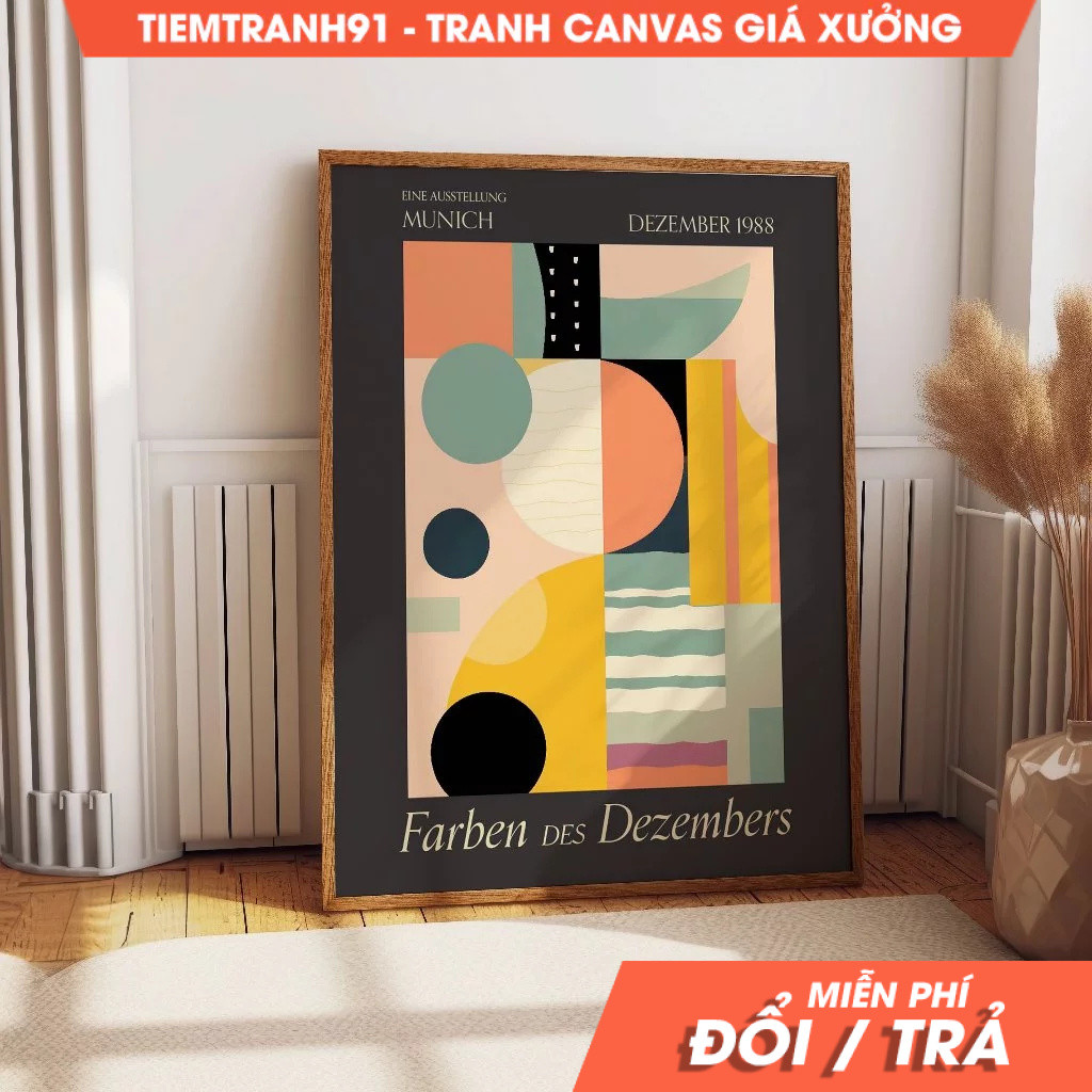 Tranh treo tường, Abstract Geometric Wall Art Room Decor - Colors of December 1988 Munich Germany Ex