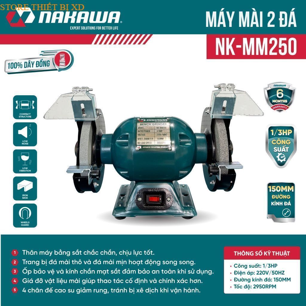 Máy mài 2 đá NAKAWA NK-MM250 chính hãng STORE THIẾT BỊ XD