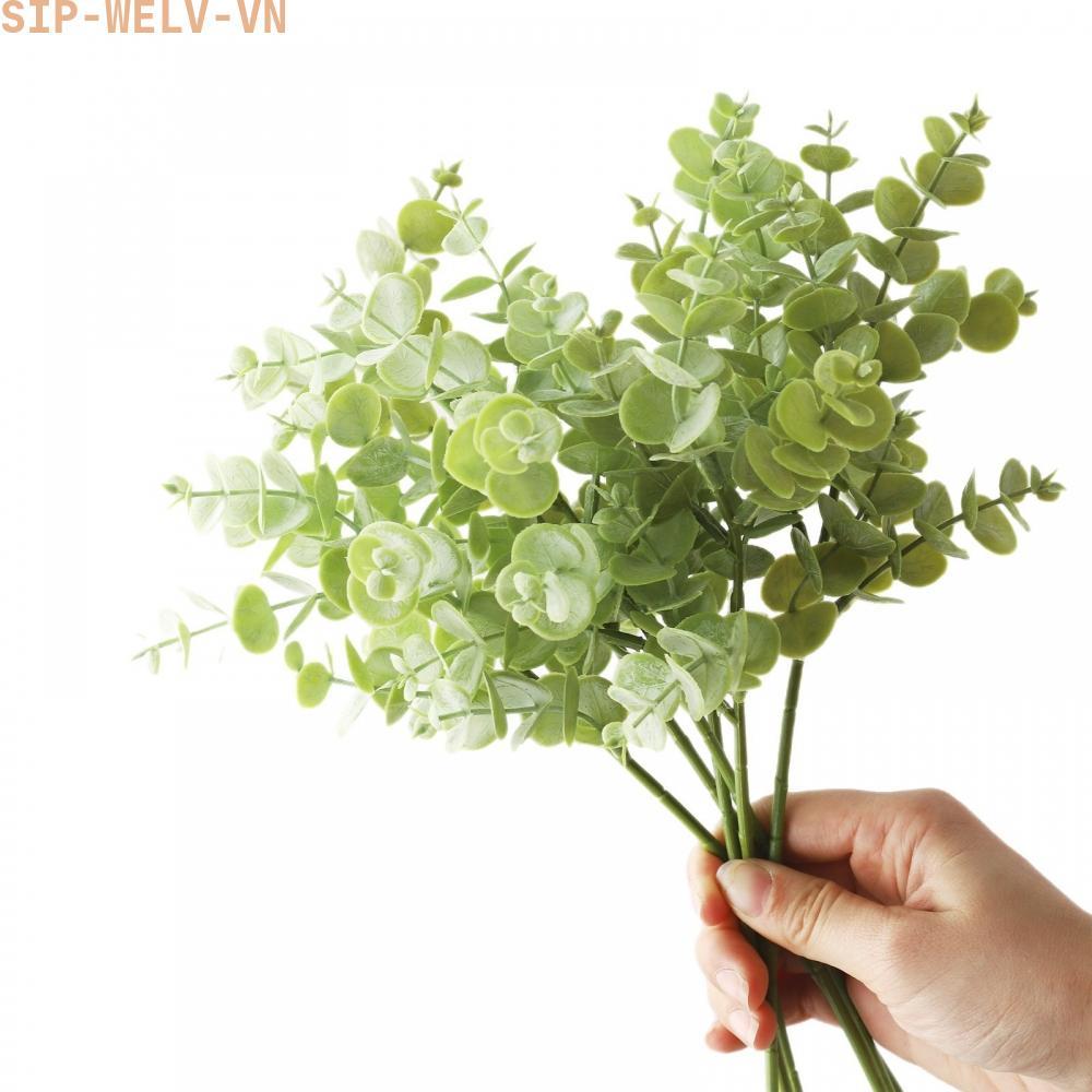 {WELV}Artificial Eucalyptus Stems No Watering Required Lifelike Frosted Leaves