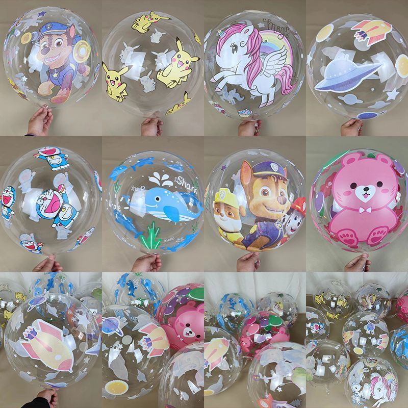 24Inch print8cc Internet cartoon bobo Transparent Bobo Printed High-Bounce Cartoon Transparent Ball 