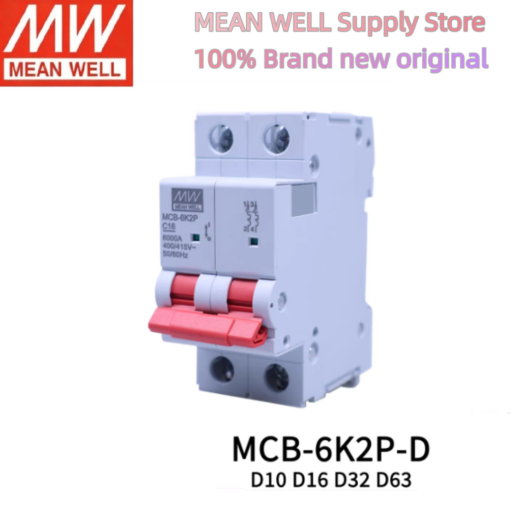 MCB-6K2P MEAN WELL Bộ ngắt mạch thu nhỏ C10 C16 C32 C63 D10 D16 D32 D63
