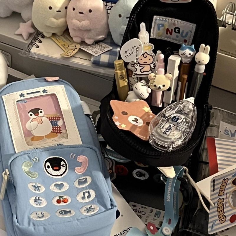 Little Red Book Penguin Phone Pencil Case Giá Trị Cao Dễ Thương Dung Tích Lớn Đa Năng Sinh Viên Văn 