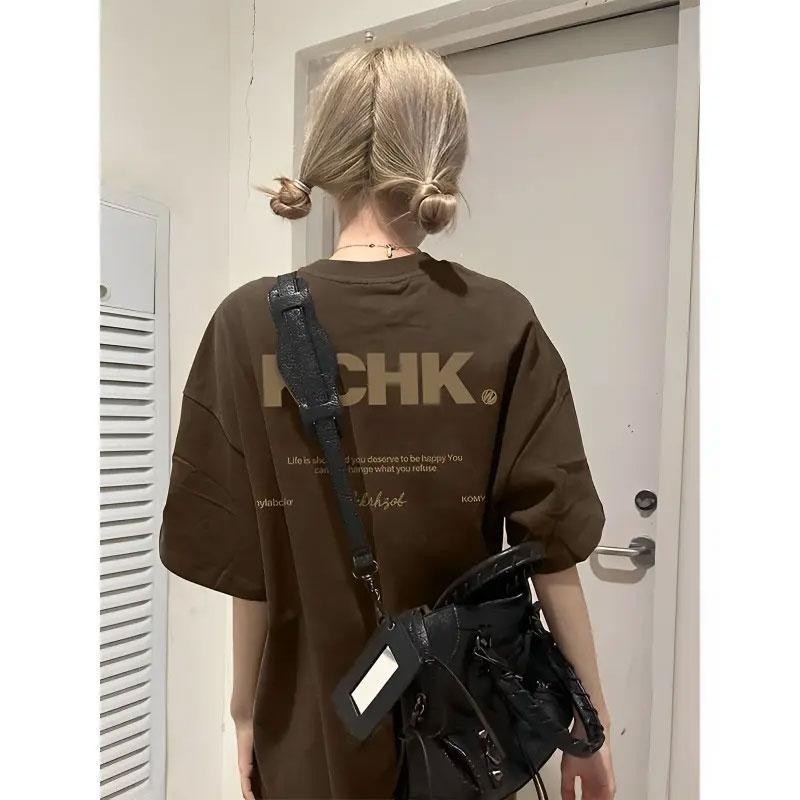 Áo Sơ Mi oversize Vải Cotton 1 Phong Cách Hàn Quốc Thoải Mái Mặc 'KCHK LETTERS' Xù Tối Giản