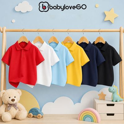 Áo polo cho bé BabyloveGO áo thun cộc tay cổ bẻ mềm mịn thoáng mát cho bé 10-45kg