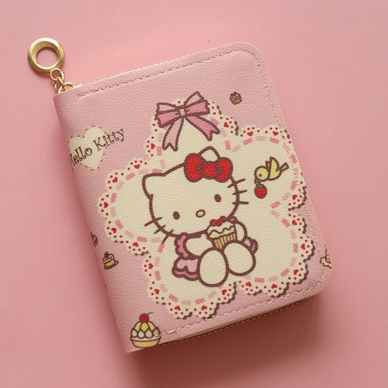 Ví Hello Kitty Dây Kéo Mèo Kitty Ví Đựng Tiền Xu Học Sinh Trung Học Túi Đựng Tiền Xu Ví Nhỏ Hello Ki