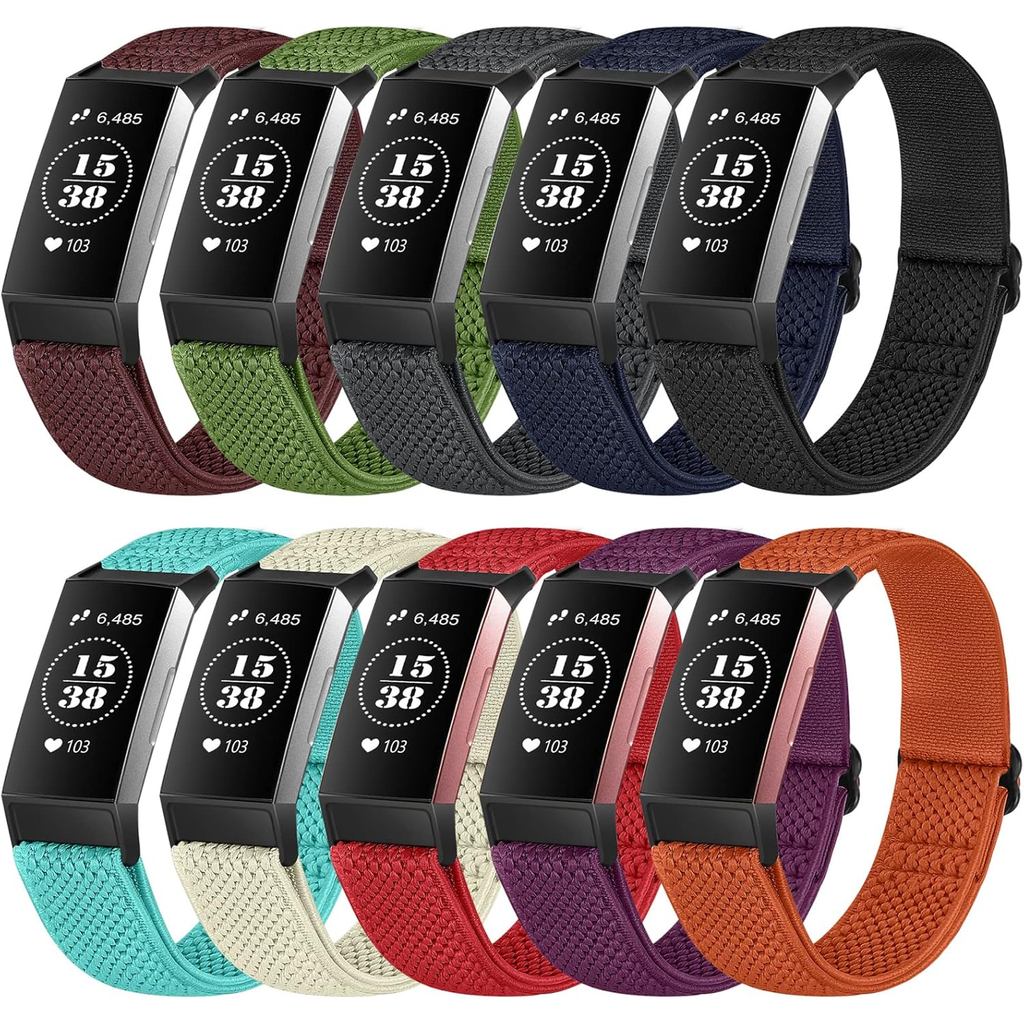 10 Gói Dây Đồng Hồ Nylon Co Giãn Tương Thích Với Fitbit Charge 4 / Charge 4 SE / Charge 3 / Charge 3