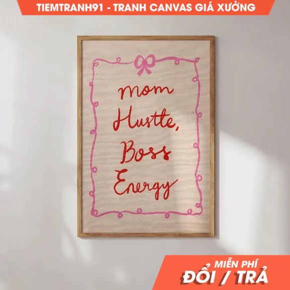 Tranh treo tường, Work-at-Home Mom Boss, Printable Motivational, Empowering Decor, tặng kèm đinh tre