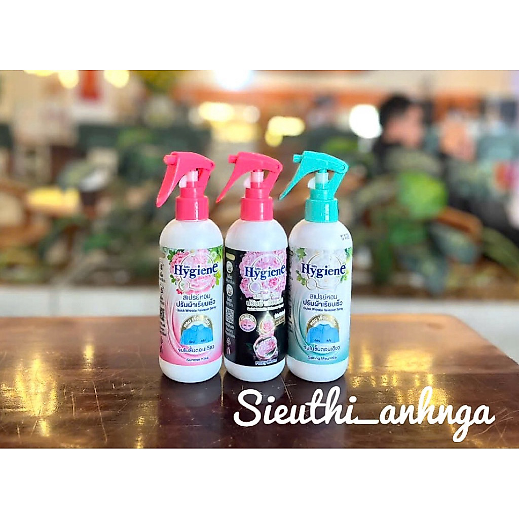 Xịt thơm quần áo Hygiene, xả vải khô Hygiene Thái Lan 220ml hương nước hoa tự nhiên hàng chính hãng