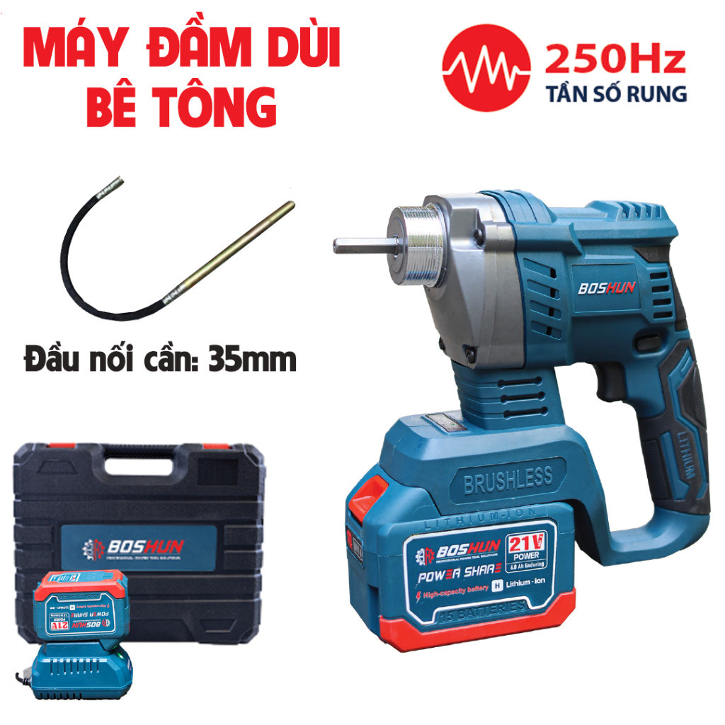 Thân  Máy Đầm Dùi Bê Tông Pin Boshun BS-DG35BL - Chuyên Đầm Dùi, Nén Bê Tông, Đầu Nối Cần 35mm,
