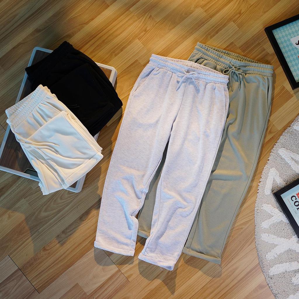 49 Yuan 3 Miếng Châu Âu Mỹ Bé Gái Xuân Thu Thẳng Viền Quần Slim fit Dễ Mặc Vải Terry Lớn