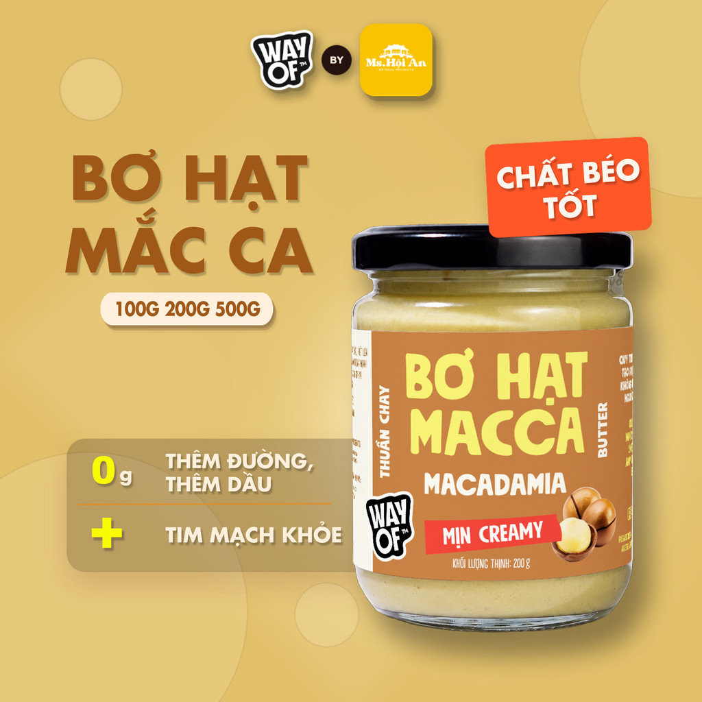 Bơ Hạt Macca 100% WayOf - Không Đường Không Dầu - Eat Clean Gym