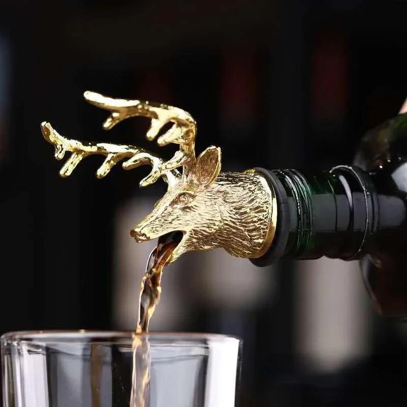 1 Pcs Deer Head Pourer Detachable Oil Wine Bottle Stopper Spout Mouth Dispenser Bartender Tools Kitc
