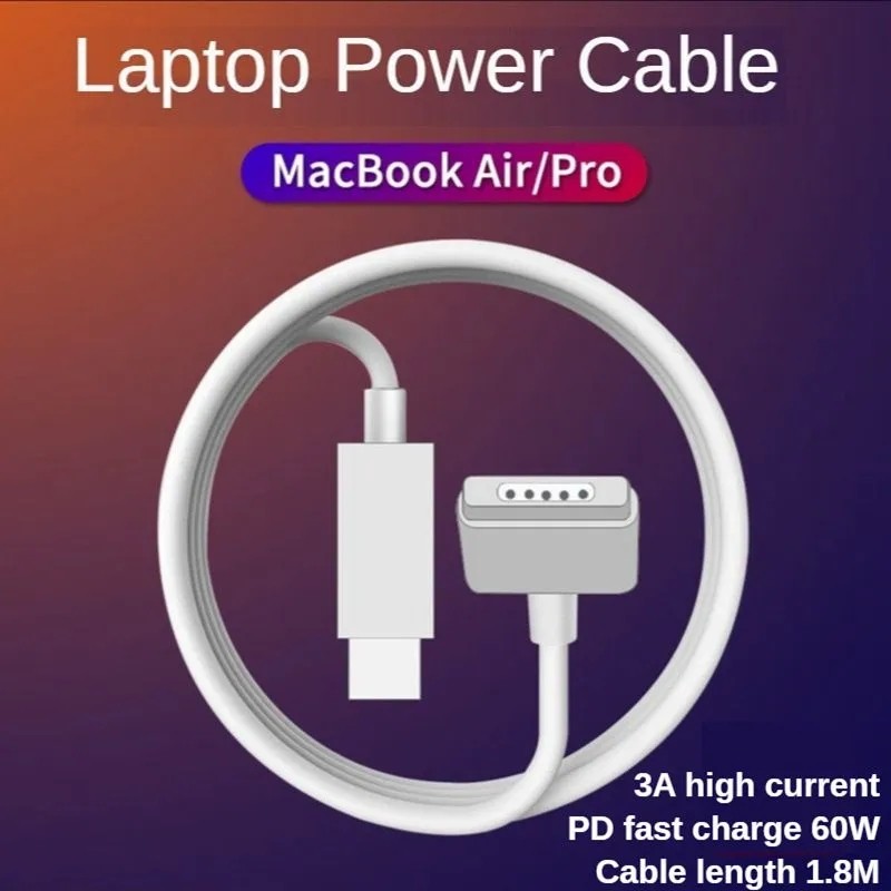 Đèn LED 1,8m Từ USB C sang Mag-safe 2 1 Cáp sạc PD cho M-A-C Book Air Pro 60W Cáp chuyển đổi nguồn