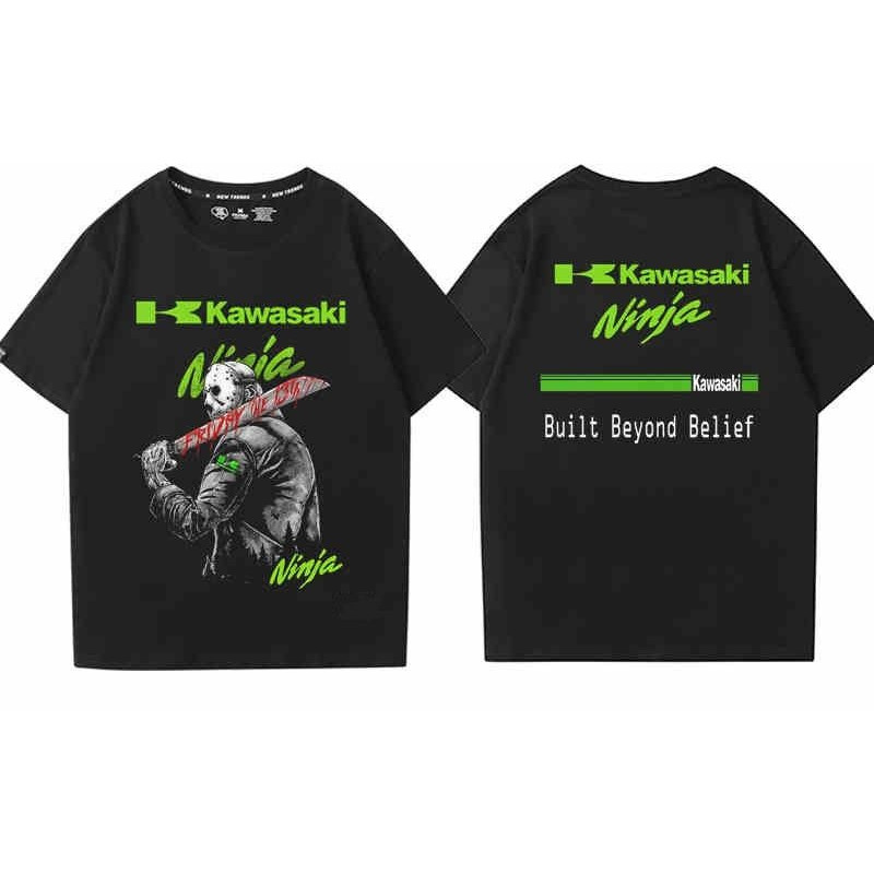 100% Cotton Kawasaki Xe Máy Kawasaki Người Yêu Xe Máy Áo Thun Tay Ngắn Nam Nữ Áo