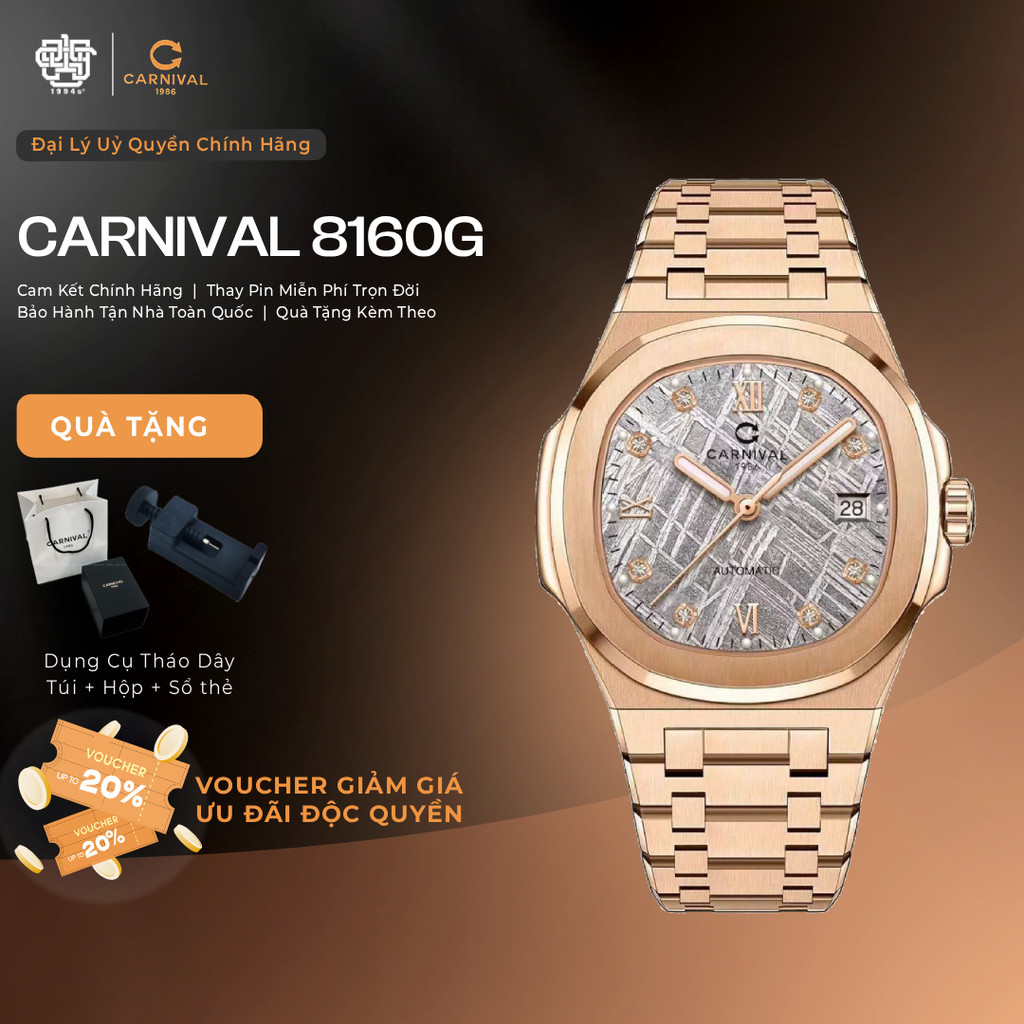 Đồng Hồ Nam Carnival 8160G-VH-TT Automatic Kính Sapphire Hàng Chính Hãng 1994s WATCH