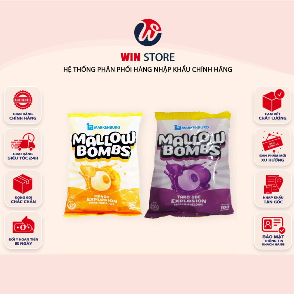 Kẹo Xốp Trái Cây Markenburg Mallow Bombs Gói 100g