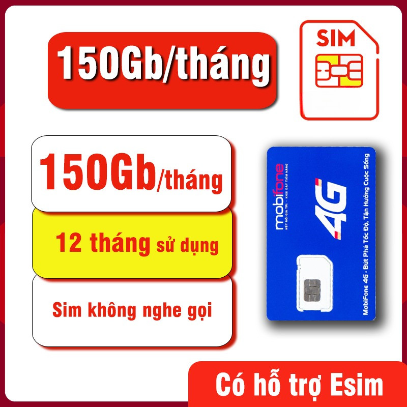 [Bách Hóa]Esim 4G Mobifone,Vinaphone trọn gói 12 tháng 5GB/ ngày MDT50, U1500, D79, D159V, D500 khôn