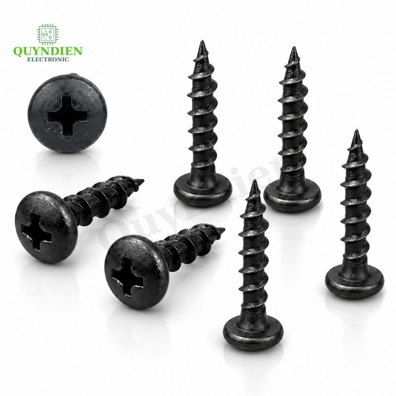 Ốc Vít Nhọn M4 = 4x20mm Bắt Thùng Loa Ren Thưa Taiwan Dài 20mm Màu Đen Chuyên Dùng Lắp Loa, Gỗ, Nhựa