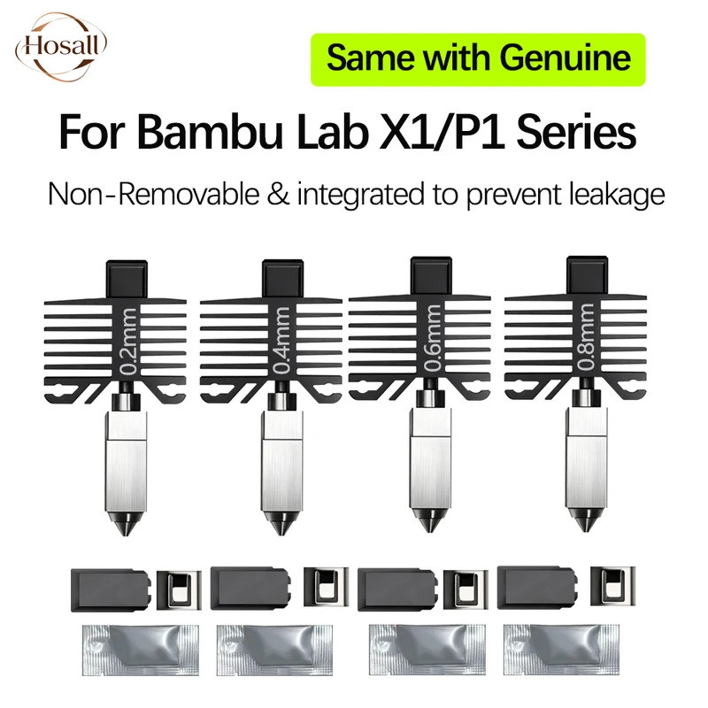 HB Cho Bambu Lab Hotend Có Vòi Phun P1S P1P X1C X1 Carbon 3D Máy In Thép Cứng Thiết Kế Tích Hợp Ngăn