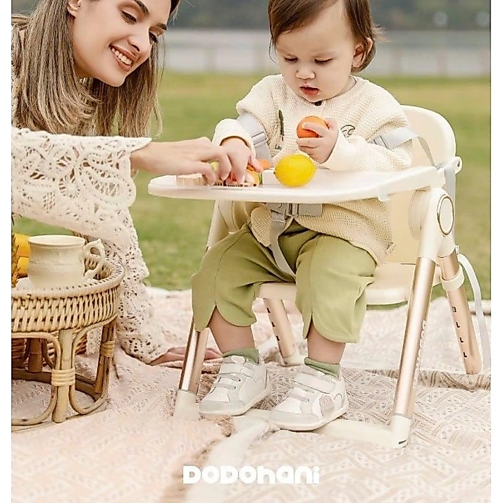 Ghế ăn dặm gấp gọn di động Dodohani Hàn Quốc có 4 chế độ điều chỉnh chiều cao - Màu Beige