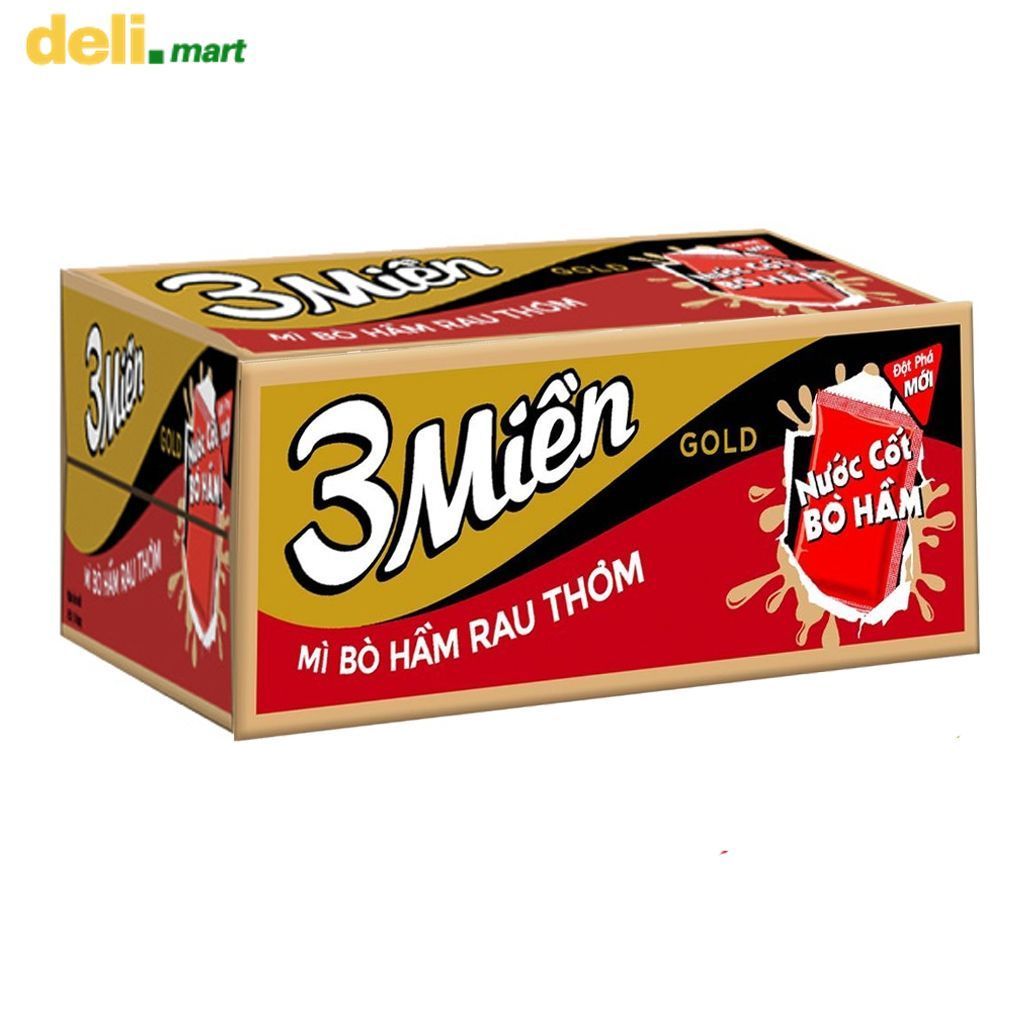 Thùng 30 gói Mì Ba Miền Gold bò hầm rau thơm gói 75g