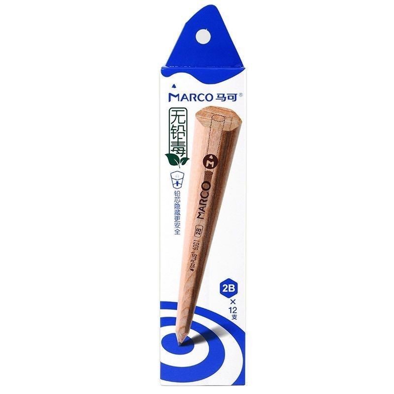 Marco Pencil 6003 Log Pencil 2b Viết Tam Giác Chỉnh Sửa Trẻ Em Mẫu Giáo Chống Cắn Loại ẩn An Toàn