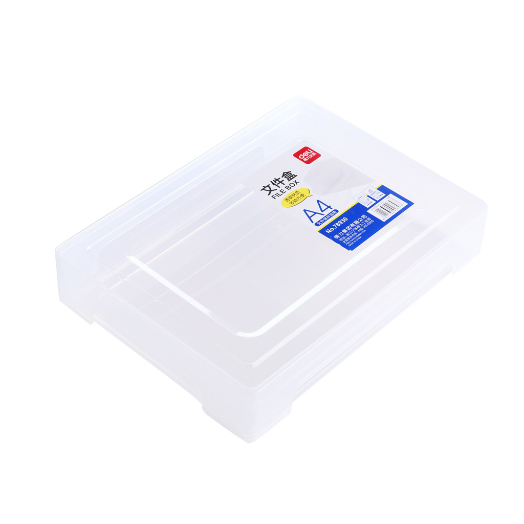 Deli 78930 Hộp Tập Tin Nhựa Trong Suốt Hộp Thông Tin Hộp Bảo Quản A4 Tập Để Bàn Bảo Quản Giỏ Tập Tin