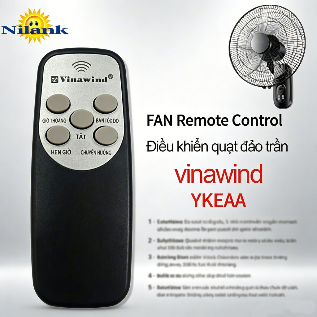 NiLANK Remote quạt Điều khiển Vinawind (dành cho quạt treo)