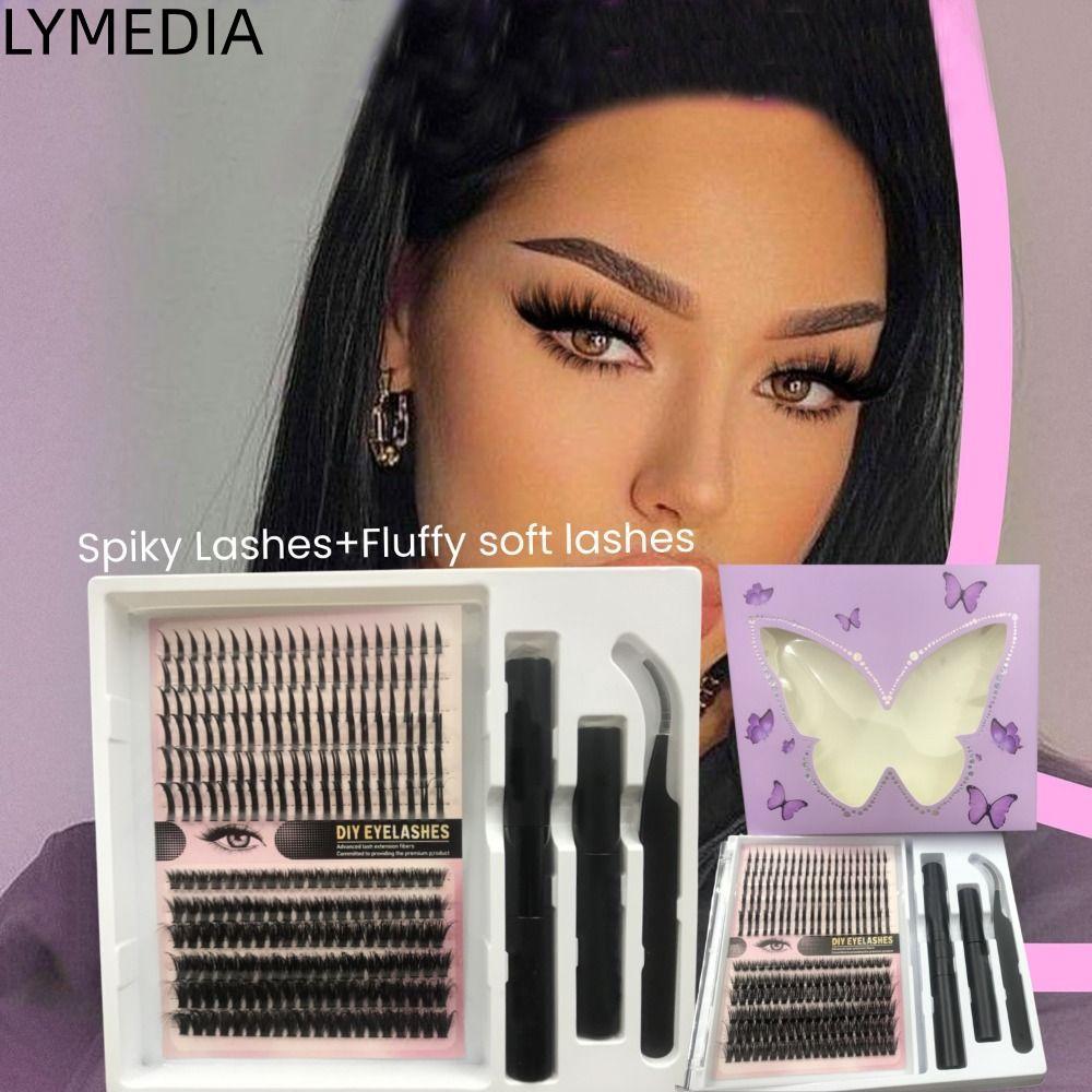 LYMEDIA Lông mi chồn giả, Trang điểm tự nhiên Lông mi giả thủ công, Lông mi giả dày Wispy loe
