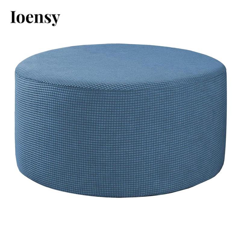 Vỏ Ottoman co giãn, Vỏ Ottoman tròn cho phòng khách, Vỏ vải Ottoman co giãn có cạnh đàn hồi.