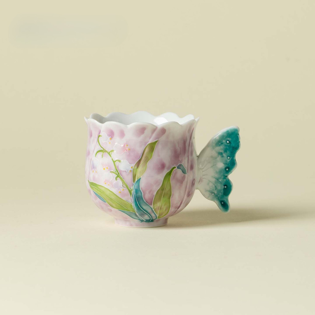 [Lily of the Valley Purple Lily of the Valley Preface Butterfly Cup Handmade Kiln-turn Pink Purple G