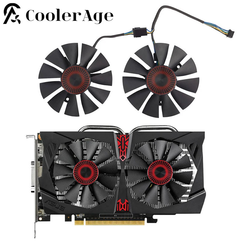 Quạt Card Video Cho ASUS STRIX GTX 750 Ti 960 1060 1050 R9 370 75MM T128010Quạt GPU SH GTX750Ti GTX9