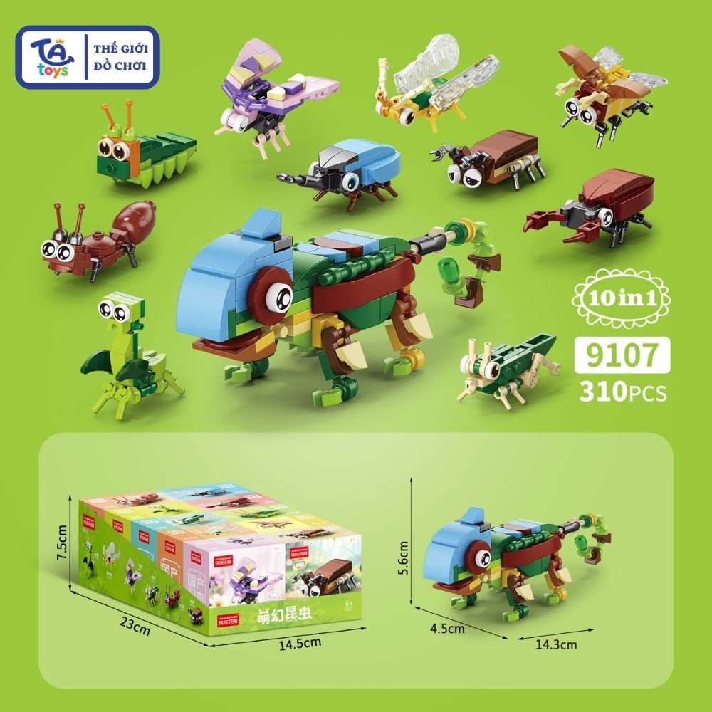 ( 10IN1 ) Set Đồ Chơi Lắp Ghép Set Tắc Kè 300+ Chi Tiết – Mô Hình Lắp Ráp Nhiều Mẫu