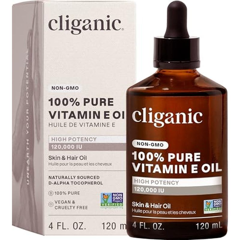 Dầu Vitamin E nguyên chất Cliganic cho da, sẹo, tóc & Mặt - 30.000 IU, Đã được xác nhận không biến đ