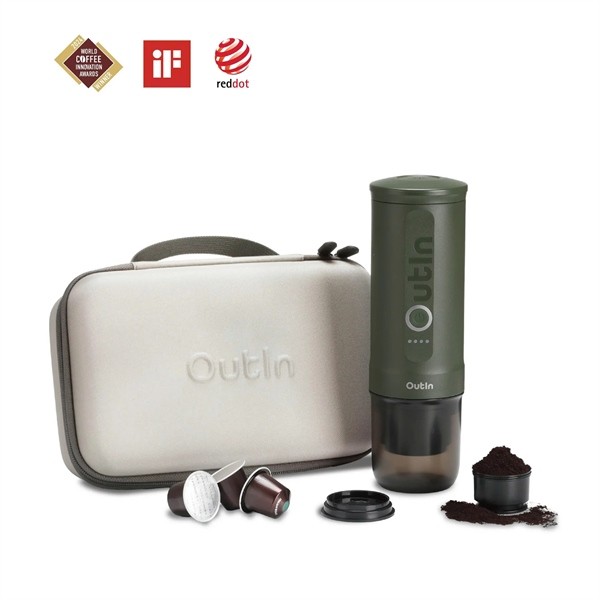 Máy pha cafe tự động băng pin Outin Nano Traveler Gift Set Forest Green OUTIN-TRAVELER-GREEN