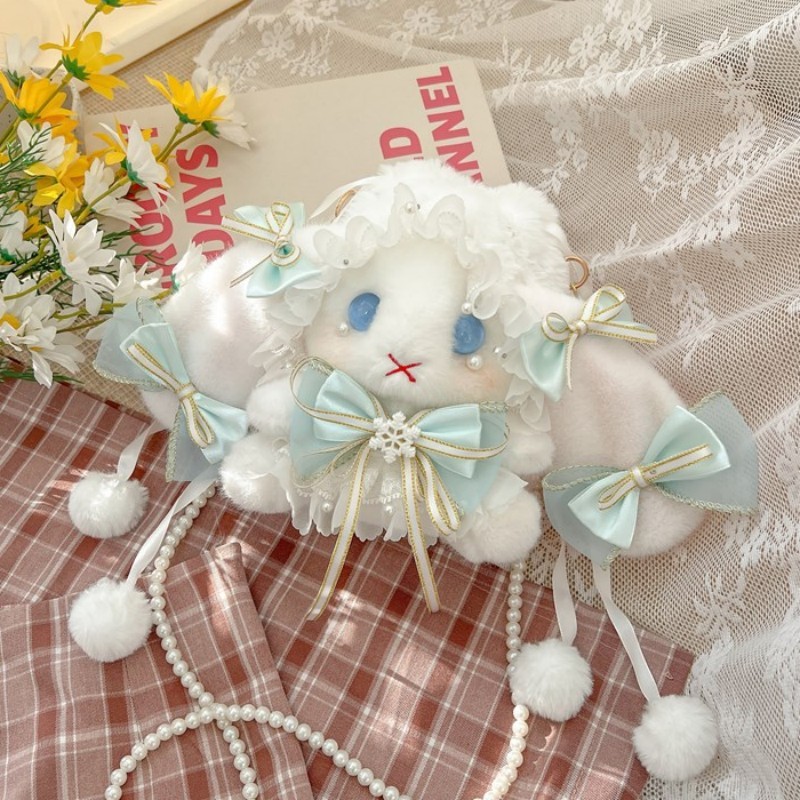 Lolita Xô Thỏ Túi lolita Tay Làm Gothic Thỏ Búp Bê Nơ Dây Rút Túi Thỏ Đeo Vai Túi 5.28