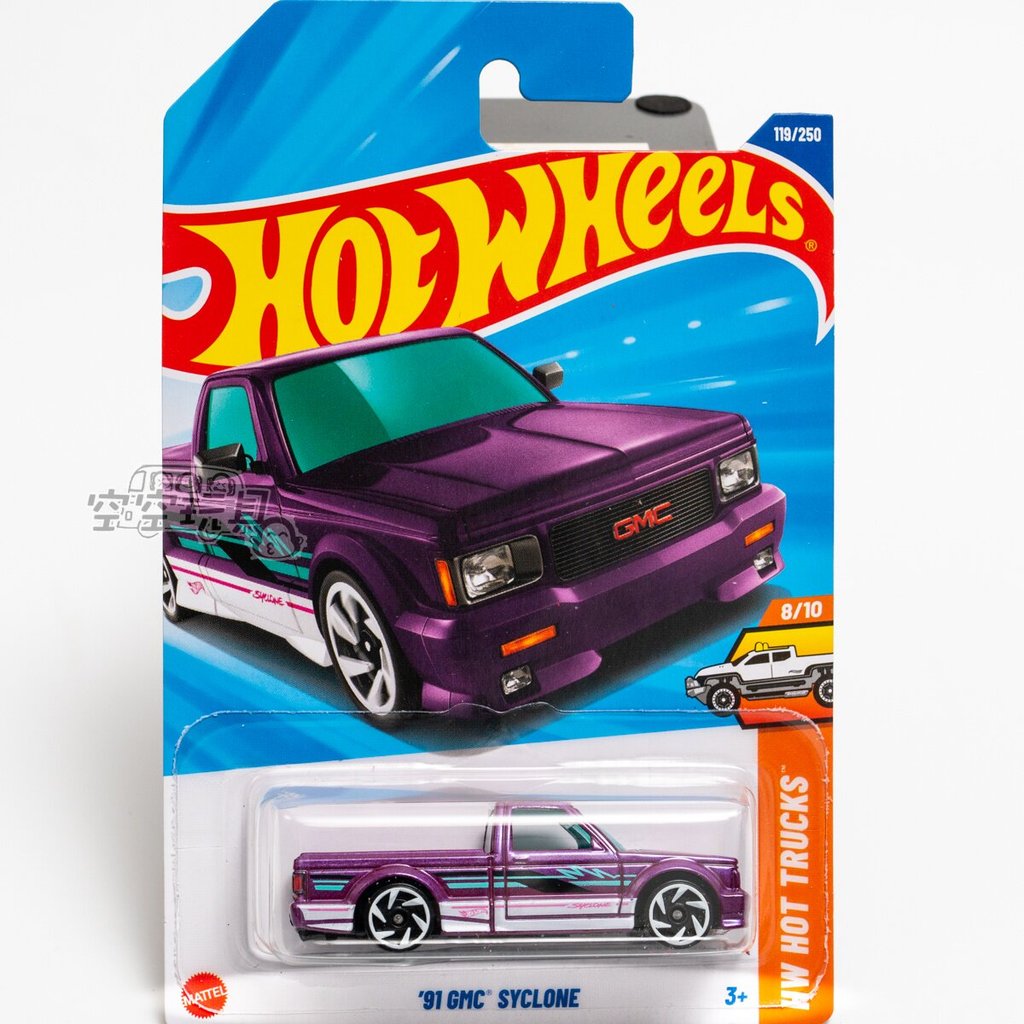 Không. 119 '91 GMC SYCLONE Màu Tím Hot Wheels Hợp Kim Xe Thể Thao Nhỏ