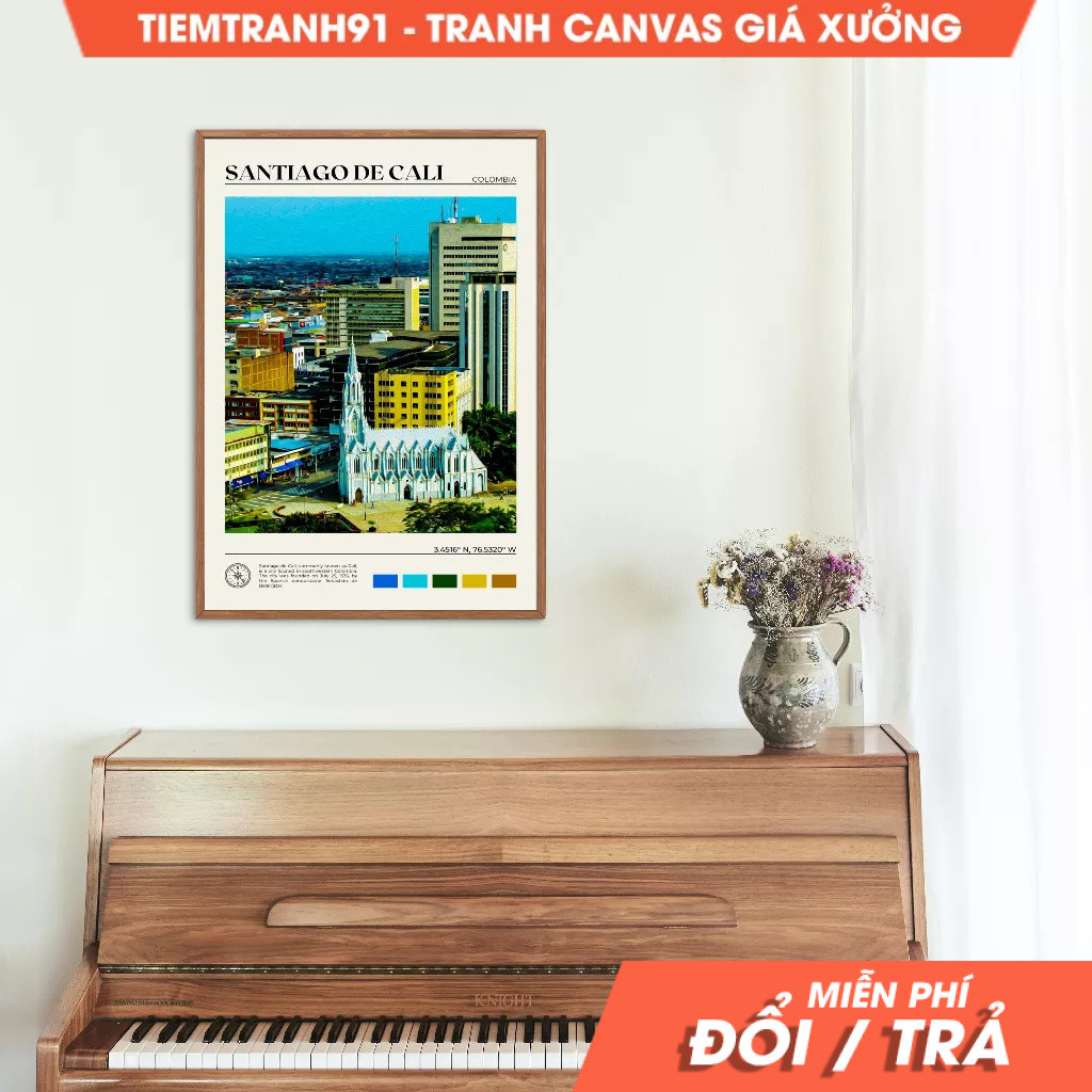 Tranh treo tường, Oil Paint, Santiago de Cali, Cali Wall Art, Cali Poster, Cali Photo,Cali Decor,Sou