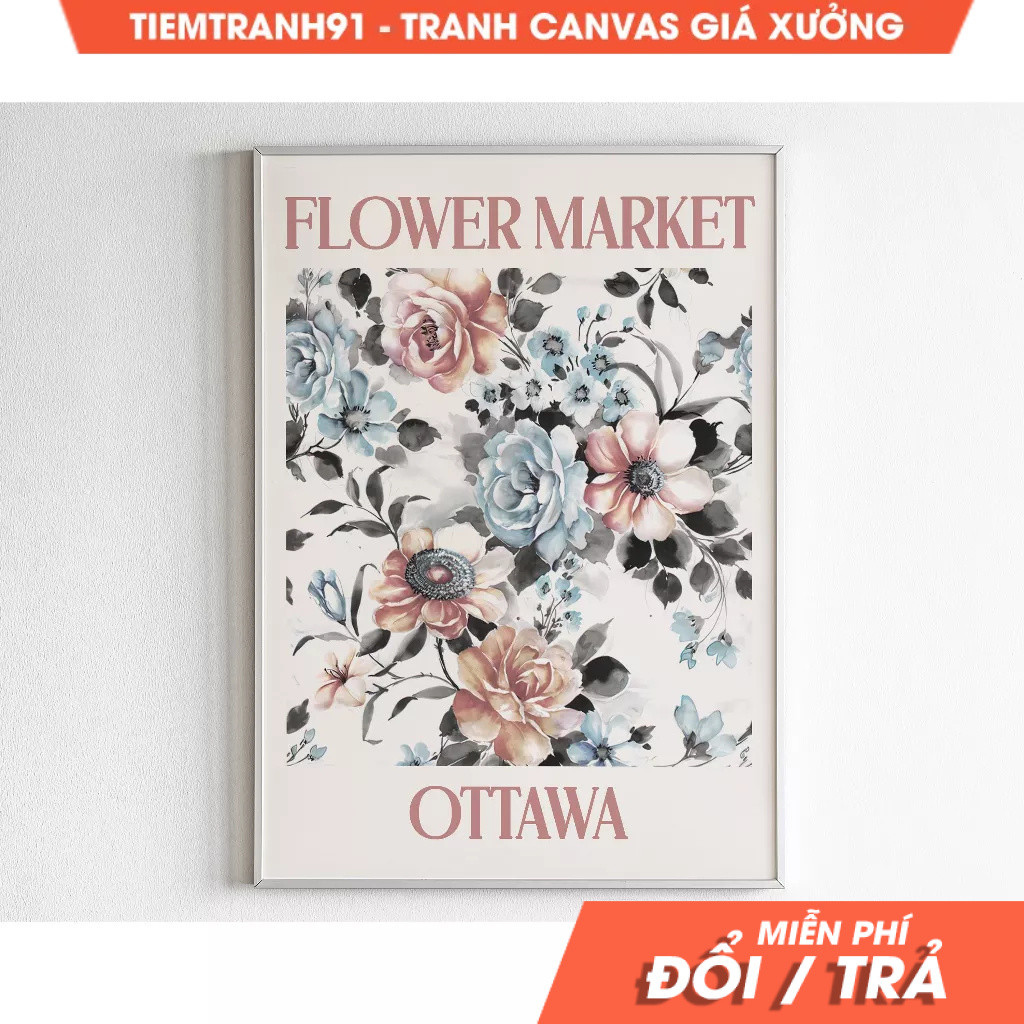 Tranh treo tường, Ottawa Poster, Flower Market, Canada Travel Poster, Maximalist Decor, Eclectic Gal
