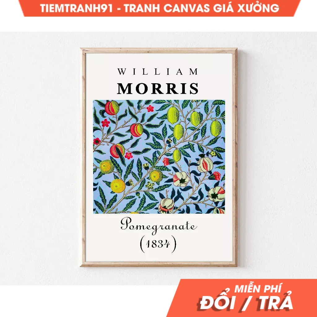 Tranh treo tường, William Morris Pomegranate, Morris Poster, William Morris 60s, Zentangle Art, Jasm