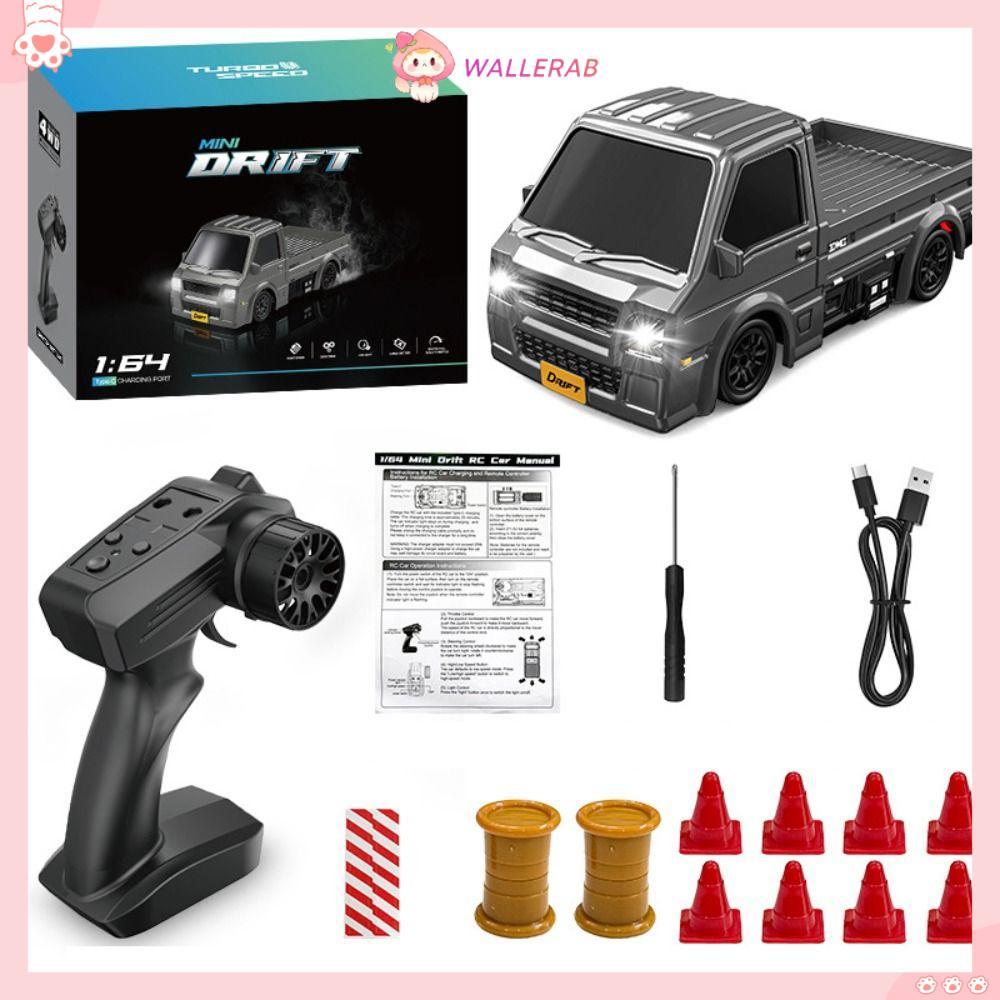 Xe tải RC WALLERAB 1: 64, Đèn LED 4WD RC Drift Car, Tốc Độ Cao 2.4G Sạc Điều Khiển Từ Xa Drift Truck