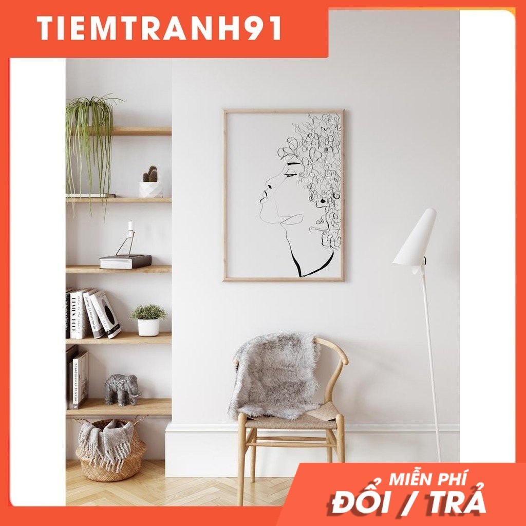 Tranh treo tường | Line art-Female line art print, minimal, African art 102 , tranh canvas giá rẻ
